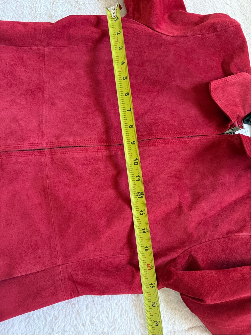 Charter Club Petite Red Suede Leather Jacket Y2K Moto Zip Front 90s Minimalist - Picture 11 of 13